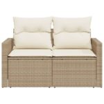 vidaXL Záhradná pohovka s vankúšmi 2-miestna béžová polyratanová – Obrázok 5