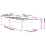vidaXL Posteľný rám voskovo hnedý 90x200 cm masívna borovica – Obrázok 8