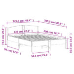 vidaXL Posteľný rám s čelom biely 120x200 cm borovicový masív – Obrázok 9