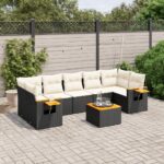 vidaXL 8-dielna záhradná sedacia súprava s podložkami polyratan čierna