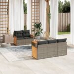 vidaXL 6-dielna záhradná sedacia súprava s podložkami polyratan sivá