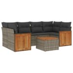 vidaXL 7-dielna záhradná súprava pohoviek s vankúšmi sivá polyratanová – Obrázok 2