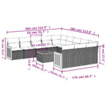 vidaXL 12-dielna záhradná súprava pohoviek s vankúšmi čierna polyratan – Obrázok 8