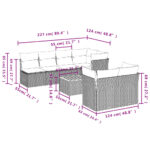 vidaXL 8-dielna záhradná sedacia súprava s podložkami polyratan čierna – Obrázok 3