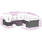 vidaXL 12-dielna záhradná súprava pohoviek s vankúšmi čierna polyratan – Obrázok 3