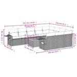 vidaXL 11-dielna záhradná sedacia súprava vankúše polyratan čierna – Obrázok 10