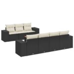 vidaXL 8-dielna záhradná sedacia súprava s podložkami polyratan čierna – Obrázok 2