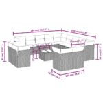 vidaXL 14-dielna záhradná sedacia súprava s vankúšmi sivá polyratan – Obrázok 3