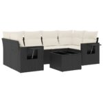 vidaXL 7-dielna záhradná súprava pohoviek s vankúšmi čierna polyratan – Obrázok 2