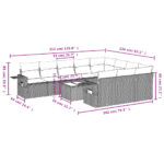 vidaXL 11-dielna záhradná sedacia súprava s podložkami polyratan sivá – Obrázok 8