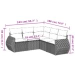 vidaXL 5-dielna záhradná súprava pohoviek s vankúšmi čierna polyratan – Obrázok 7