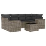 vidaXL 7-dielna záhradná súprava pohoviek s vankúšmi sivá polyratanová – Obrázok 2