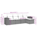 vidaXL 5-dielna záhradná súprava pohoviek s vankúšmi sivá polyratanová – Obrázok 7