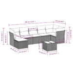 vidaXL 8-dielna záhradná súprava pohoviek s vankúšmi béžová polyratan – Obrázok 3