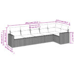 vidaXL 6-dielna záhradná súprava pohoviek s vankúšmi čierna polyratan – Obrázok 3