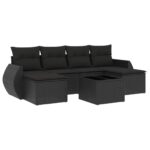 vidaXL 7-dielna záhradná súprava pohoviek s vankúšmi čierna polyratan – Obrázok 2