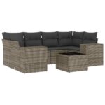 vidaXL 7-dielna záhradná súprava pohoviek s vankúšmi sivá polyratanová – Obrázok 2