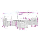 vidaXL 6-dielna záhradná sedacia súprava s podložkami polyratan sivá – Obrázok 3