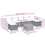 vidaXL 8-dielna záhradná sedacia súprava s podložkami polyratan čierna – Obrázok 3