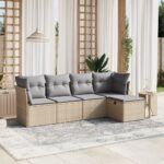 vidaXL 5-dielna záhr.sedacia súprava s vankúšmi mix béžovej polyratan