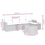 vidaXL 6-dielna záhradná súprava pohoviek s vankúšmi čierna polyratan – Obrázok 3