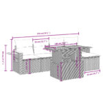 vidaXL 6-dielna záhradná súprava pohoviek s vankúšmi čierna polyratan – Obrázok 3