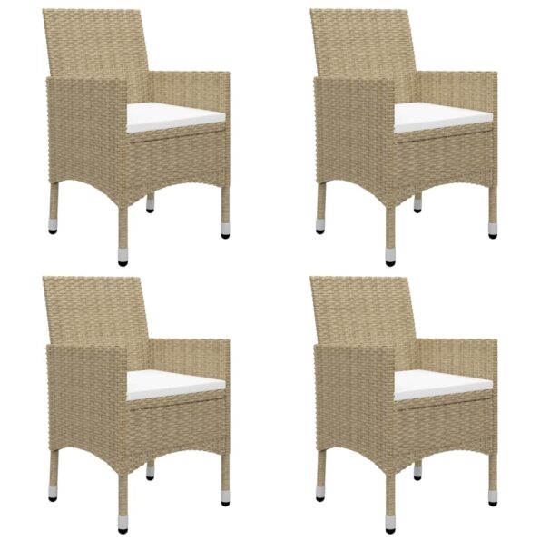 vidaXL 5-dielna záhradná jedálenská súprava polyratan a sklo béžová – Obrázok 6