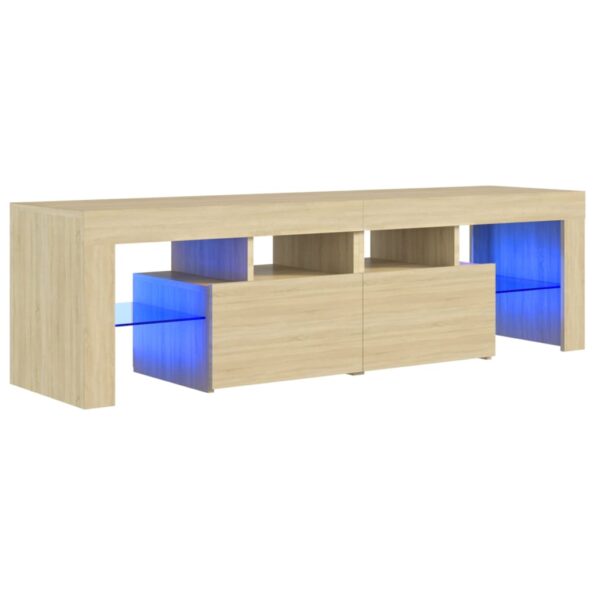 vidaXL TV skrinka s LED svetlami, dub sonoma 140x36,5x40 cm – Obrázok 2