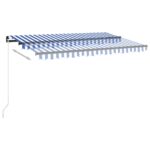 vidaXL Automatická markíza, LED a senzor vetra 450x300 cm, modrá/biela – Obrázok 4