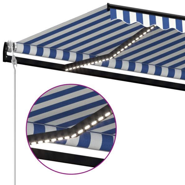 VXL8720286394557_g_en_hd_3.jpg vidaXL Automatická markíza, LED a senzor vetra 450x300 cm, modrá/biela – Obrázok 5