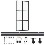 vidaXL Posuvné dvere s kovaním ESG sklo a hliník 90x205 cm – Obrázok 2