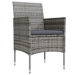 vidaXL 5-dielna záhradná jedálenská súprava s poduškami sivá a čierna – Obrázok 3