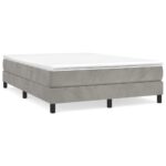 vidaXL Posteľný rám s boxspringom bledosivý 140x200 cm zamat – Obrázok 2