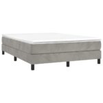 vidaXL Posteľný rám s boxspringom bledosivý 140x200 cm zamat – Obrázok 3