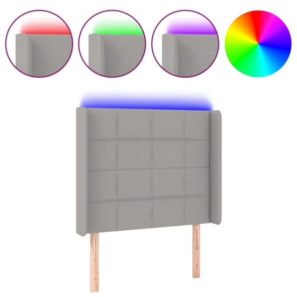 VXL8720287306665_a_en_hd_1.jpg vidaXL Čelo postele s LED bledosivé 83x16x118/128 cm látka – Obrázok 2