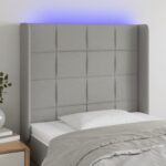 vidaXL Čelo postele s LED bledosivé 83x16x118/128 cm látka