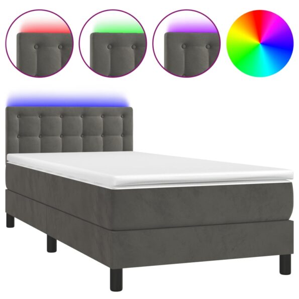 VXL8720287381525_a_en_hd_1.jpg vidaXL Posteľ boxsping s matracom a LED tmavosivá 100x200 cm zamat – Obrázok 2