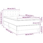 vidaXL Posteľ boxsping s matracom a LED tmavosivá 100x200 cm zamat – Obrázok 8