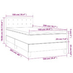 vidaXL Posteľ boxsping s matracom a LED tmavosivá 100x200 cm zamat – Obrázok 9