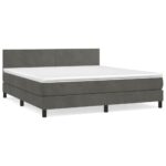 vidaXL Posteľný rám boxspring s matracom tmavosivý 180x200 cm zamat – Obrázok 2