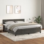 vidaXL Posteľný rám boxspring s matracom tmavosivý 180x200 cm zamat