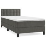 vidaXL Posteľný rám boxspring s matracom tmavosivý 100x200 cm zamat – Obrázok 2