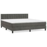 vidaXL Posteľný rám boxspring s matracom tmavosivý 180x200 cm zamat – Obrázok 2