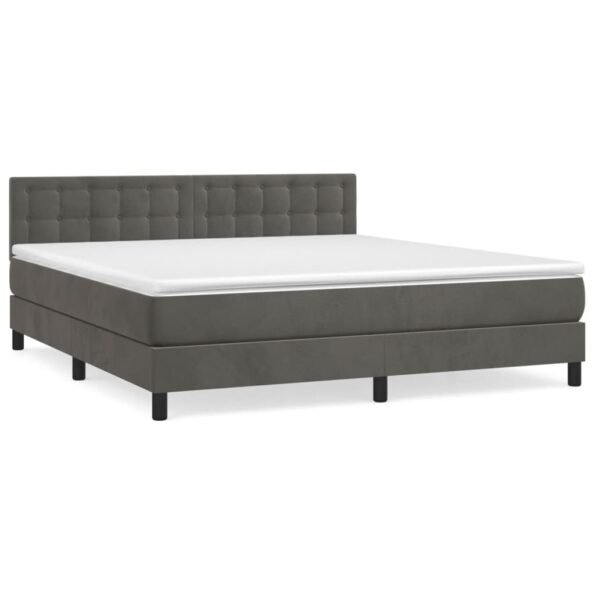 vidaXL Posteľný rám boxspring s matracom tmavosivý 180x200 cm zamat – Obrázok 2