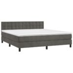 vidaXL Posteľný rám boxspring s matracom tmavosivý 180x200 cm zamat – Obrázok 3