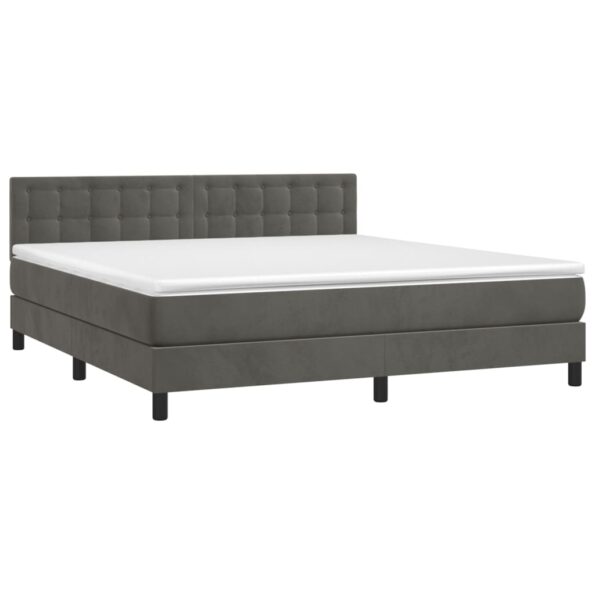 vidaXL Posteľný rám boxspring s matracom tmavosivý 180x200 cm zamat – Obrázok 3