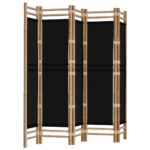 vidaXL Skladací 5-panelový paraván 200 cm bambus a plátno – Obrázok 2