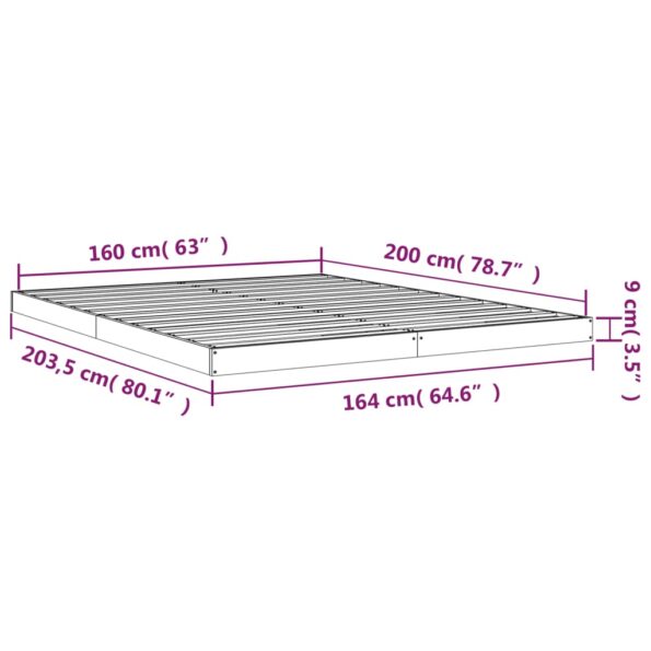 vidaXL Posteľný rám 160x200 cm borovicový masív – Obrázok 8