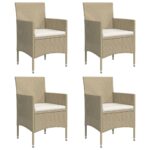 vidaXL 5-dielna záhradná jedálenská súprava s vankúšmi béžová a čierna – Obrázok 4