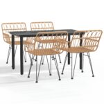 vidaXL 5-dielna záhradná jedálenská súprava polyratan – Obrázok 2